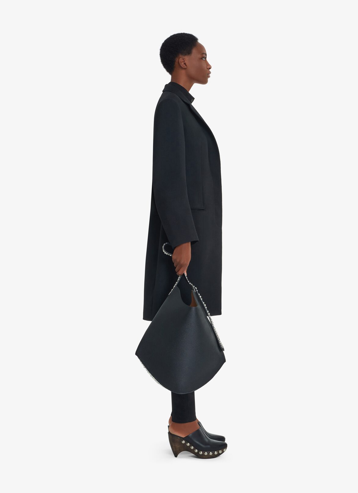 WOOL GABARDINE COAT ALAÏA BLACK WOOL GABARDINE COAT